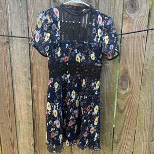 Size XS Foxiedox Short Navy Blue Floral Dress